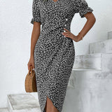 Vestido Cruzado Floral con Cuello en V