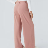 Pantalones de Oficina de Pierna Ancha con Bolsillos Laterales para Mujer