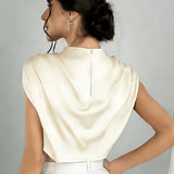 Blusa de Satén Silque Drapé