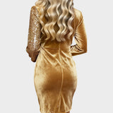 Vestido de Fiesta Brisa con Brillos y Efecto Draped
