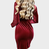 Vestido de Fiesta Brisa con Brillos y Efecto Draped