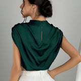 Blusa de Satén Silque Drapé