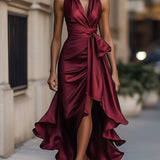 Vestido de Satén con Drapé en la Cintura para Mujer DELAS