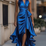 Vestido de Satén con Drapé en la Cintura para Mujer DELAS