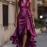 Vestido de Satén con Drapé en la Cintura para Mujer DELAS