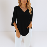 Blusa Elegante Sophie™ con Escote en Pico y Mangas Abiertas