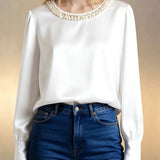 Blusa de Satén Perla Cassia