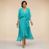 Vestido Ligero de Gasa con Escote en V para Mujer Monica