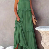 Vestido Largo con Volantes y Cuello Halter Sarah