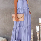 Vestido Largo con Volantes y Cuello Halter Sarah