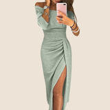 Vestido Maxi Isabeau con Cuello Halter y Ajuste Fluido
