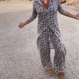 Amalia™ | Conjunto de botones de solapa de dos piezas con estampado retro