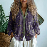 Blusa Vintage con Estampado de Hojas Gloria