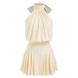 Minivestido sin mangas Griselda con cuello alto y bufanda para Mujer