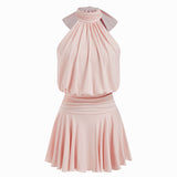 Minivestido sin mangas Griselda con cuello alto y bufanda para Mujer