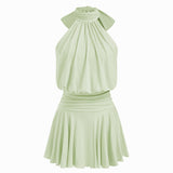 Minivestido sin mangas Griselda con cuello alto y bufanda para Mujer