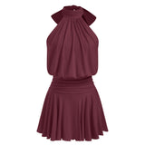 Minivestido sin mangas Griselda con cuello alto y bufanda para Mujer