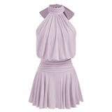 Minivestido sin mangas Griselda con cuello alto y bufanda para Mujer