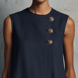 Vestido Mini con Botonadura Dorada Alba para Mujer