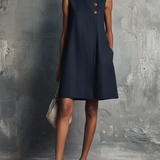 Vestido Mini con Botonadura Dorada Alba para Mujer