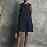 Vestido Mini con Botonadura Dorada Alba para Mujer