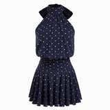 Minivestido sin mangas Griselda con cuello alto y bufanda para Mujer