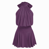 Minivestido sin mangas Griselda con cuello alto y bufanda para Mujer