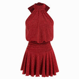 Minivestido sin mangas Griselda con cuello alto y bufanda para Mujer