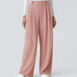 Pantalones de Oficina de Pierna Ancha con Bolsillos Laterales para Mujer