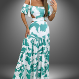Vestido Largo Floral con Hombros Descubiertos Lilli
