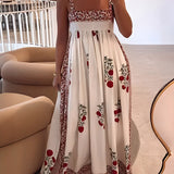 Vestido Largo Floral Ellen™ con Cuello Cuadrado