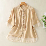 Blusa Abotonada Laurienne™ con Cuello Mandarín