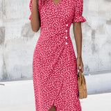 Vestido Cruzado Floral con Cuello en V