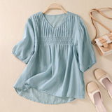 Blusa Plisada Laurienne™ con Cuello en V