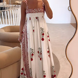 Vestido Largo Floral Ellen™ con Cuello Cuadrado
