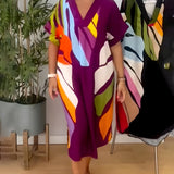 Vestido Casual con Estampado de Hojas de Colores Roos™