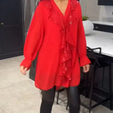 Blusa Elegante Ksenia con Detalle de Volantes