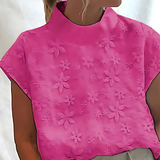 Blusa de Cuello Alto Doutzen con Bordado de Flores