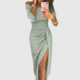 Vestido Maxi Isabeau con Cuello Halter y Ajuste Fluido