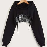 Sudadera Cortada de Malla Negra