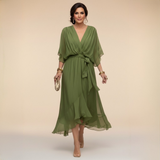Vestido Ligero de Gasa con Escote en V para Mujer Monica
