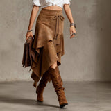 Falda de Suede Boho con Borlas