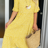 Vestido Midi de Manga Corta Zerelle