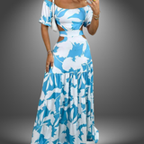 Vestido Largo Floral con Hombros Descubiertos Lilli