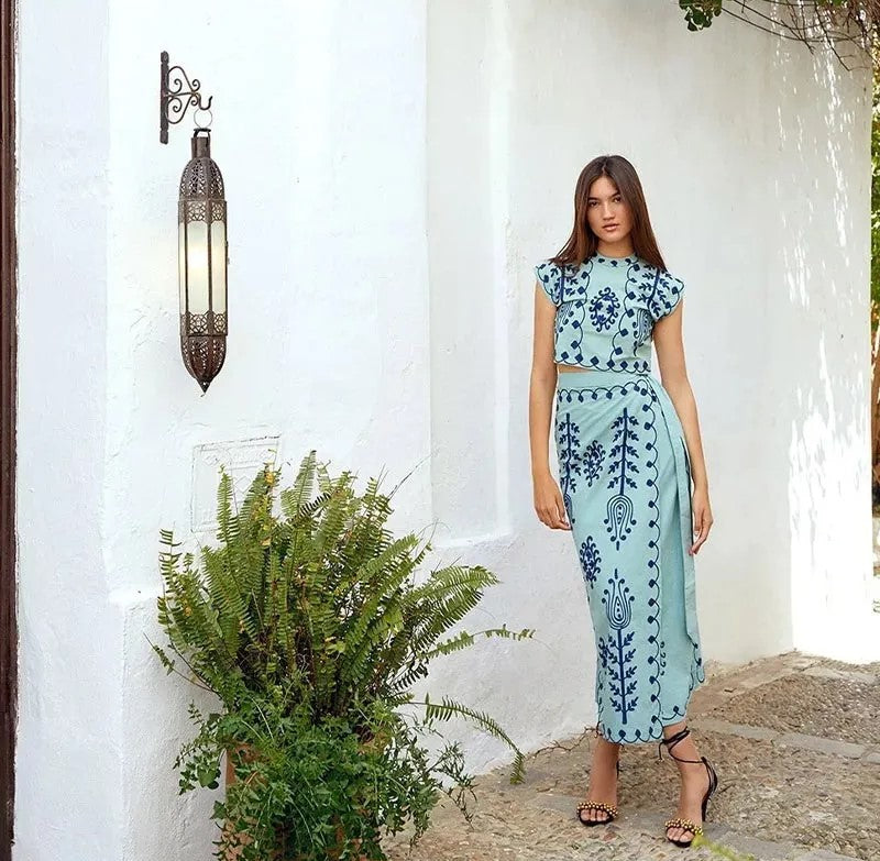 Conjunto Estampado Top y Falda Camilla