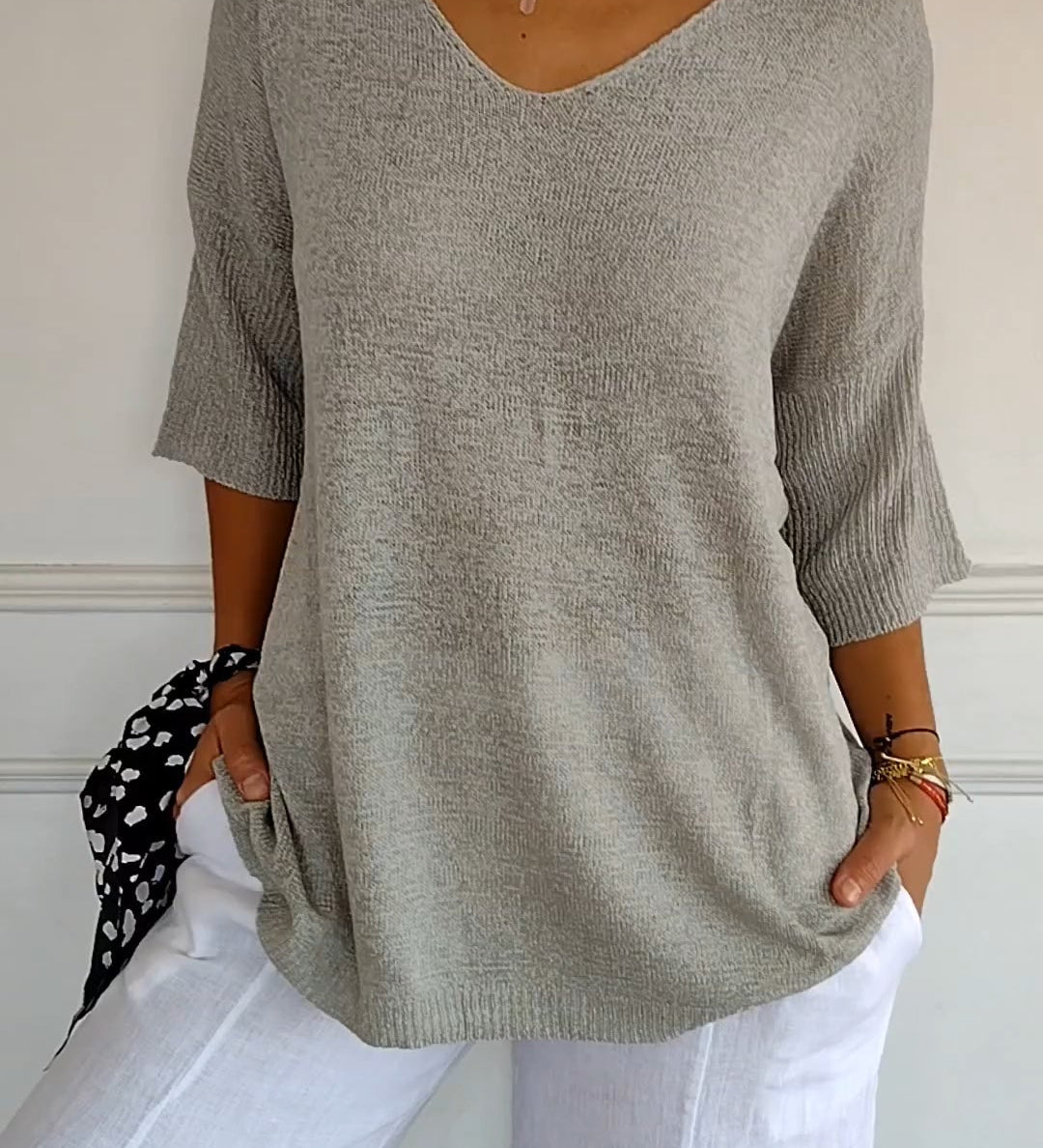 Top de Malla Anna con Cuello en V