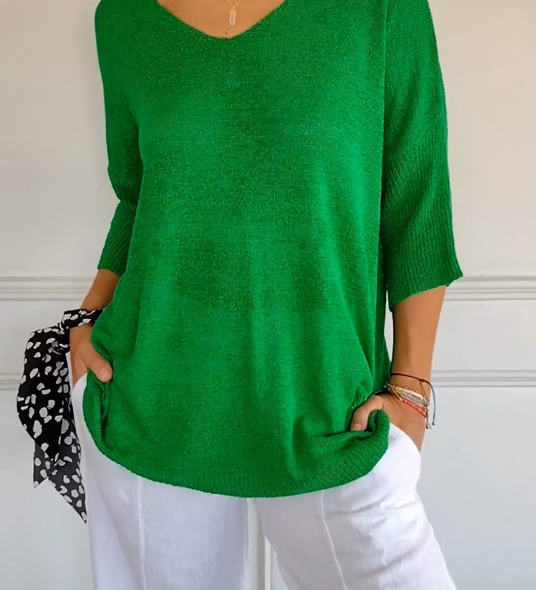 Top de Malla Anna con Cuello en V