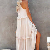 Vestido Largo con Volantes y Cuello Halter Sarah