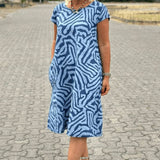 Vestido de Verano Nelia con Cuello Redondo y Estampado Bonito
