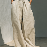 Aida - Conjunto de Blusa Sin Mangas y Pantalones de Pierna Ancha en Algodón y Lino Minimalista para Dama